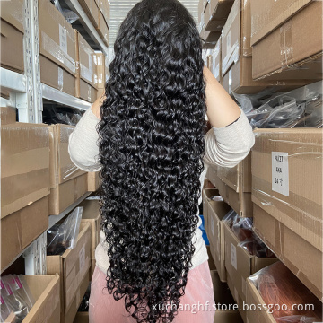 30 Inch 180% 4x4 Lace Closure Water Deep Wave Wig Human Hair Lace Front Wigs Curly Lace Closure Wigs For Black Women
